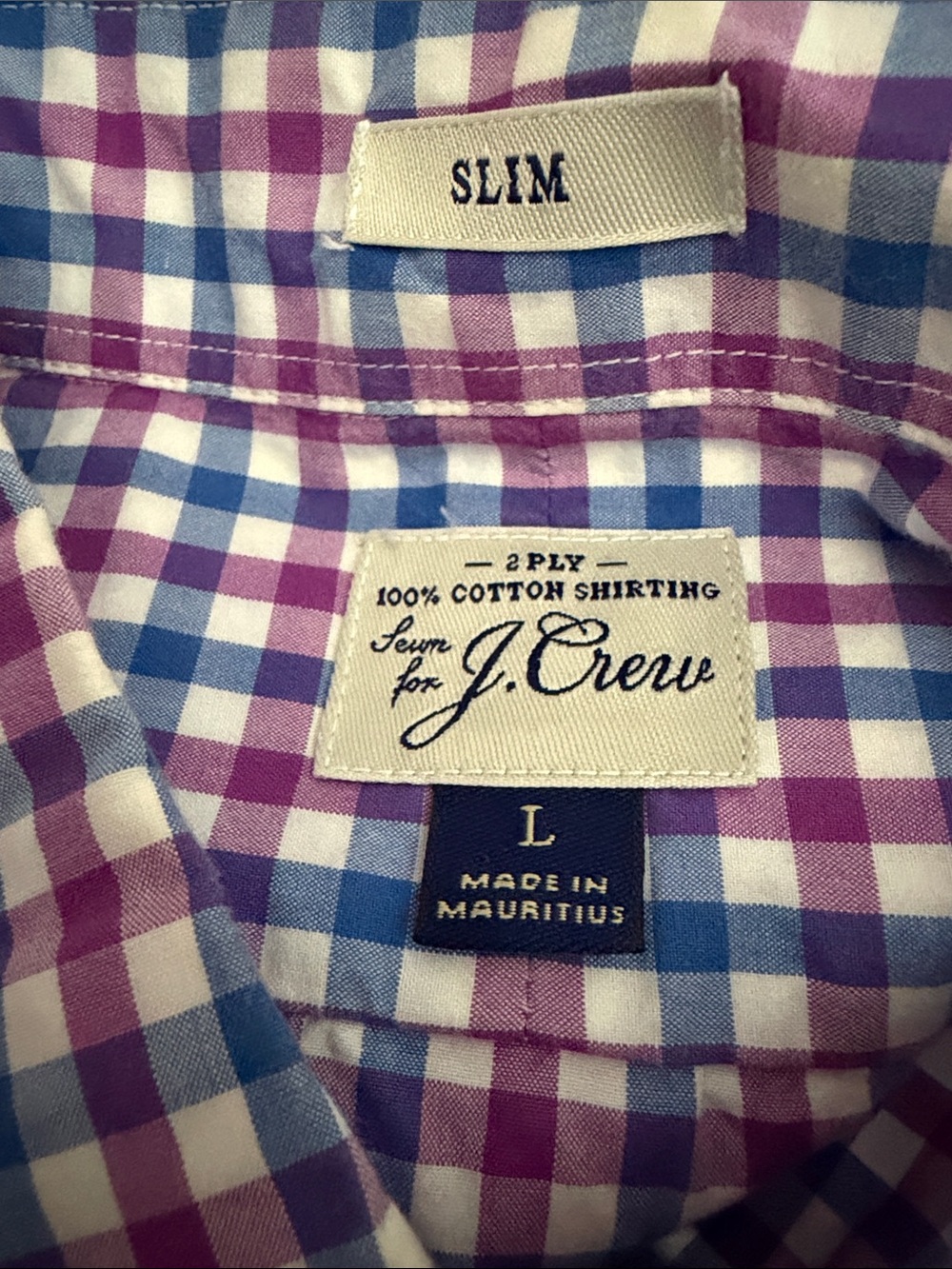 J.Crew Ludlow 120's 2-Ply Purple Blue Check Long-Sleeve Button-Down Shirt -Large - Picture 2 of 5